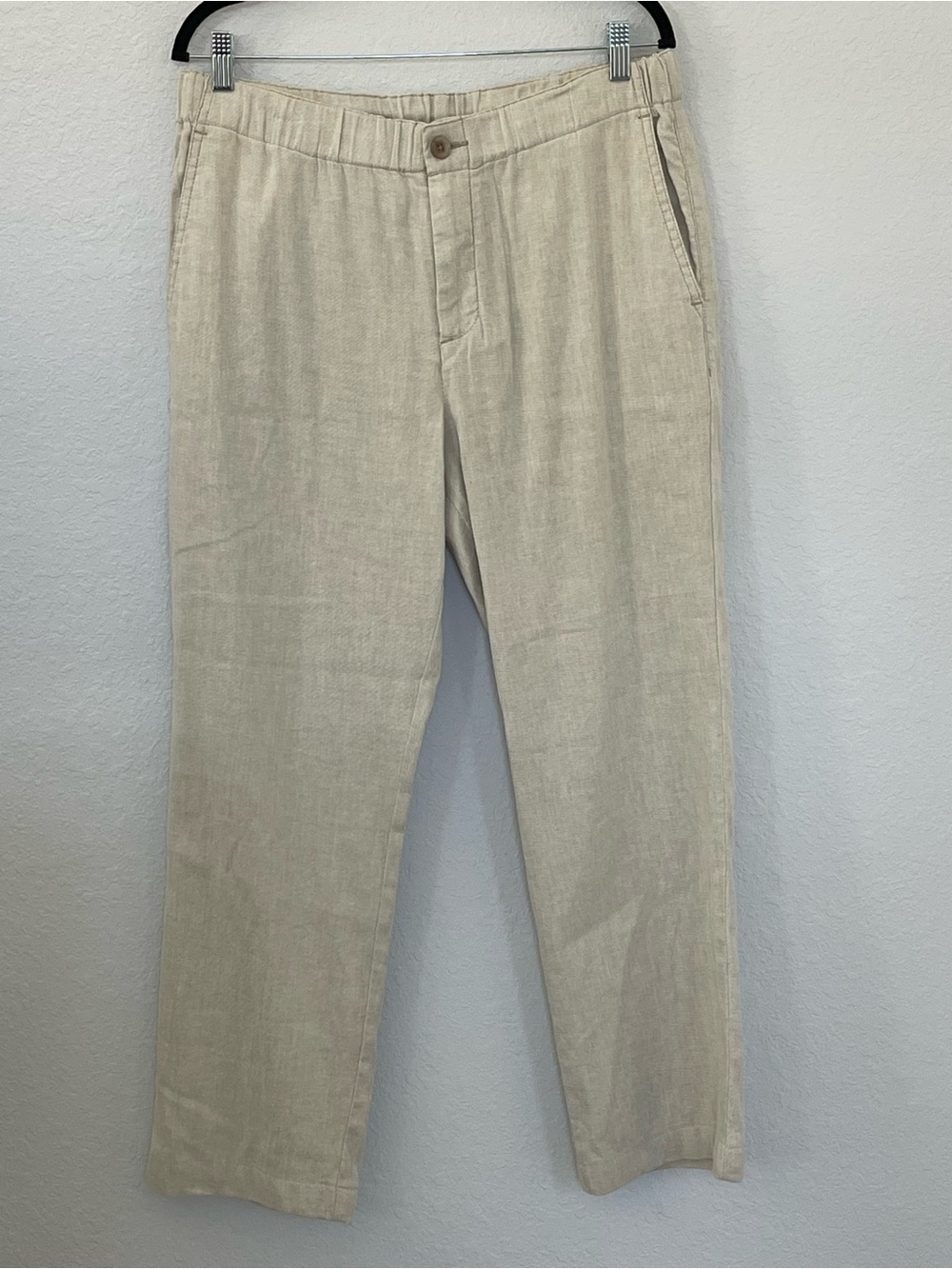 Tommy Bahama Men's L Linen Blend Pants Beige Elastic Waist Drawstring